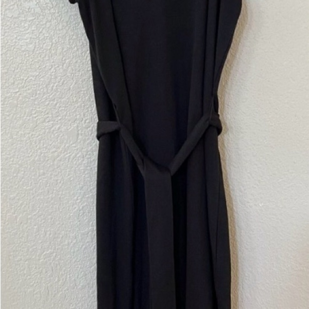 PAIGE Black Midi Dress with Self-Tie Waist